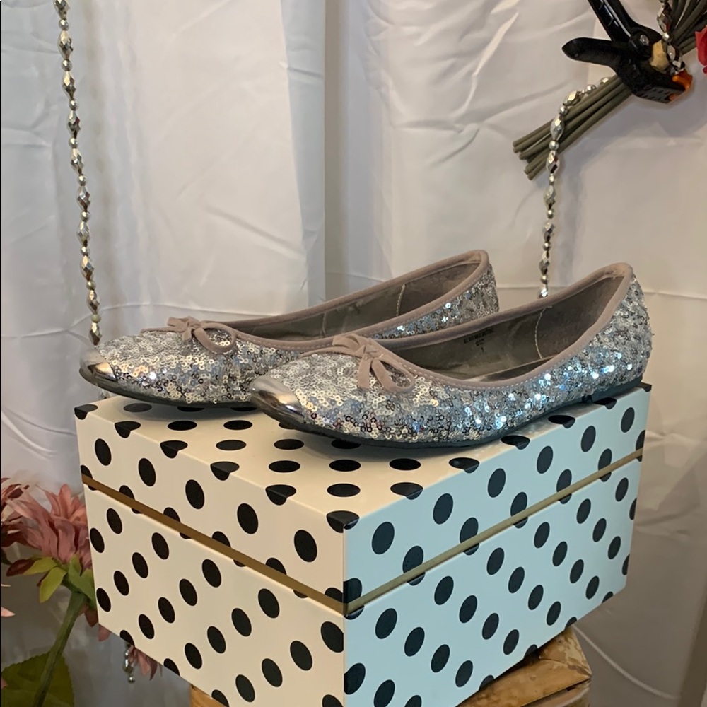❤️Price Drop❤️Rosalina Silver Glitter Ballet Flats (SZ 9)